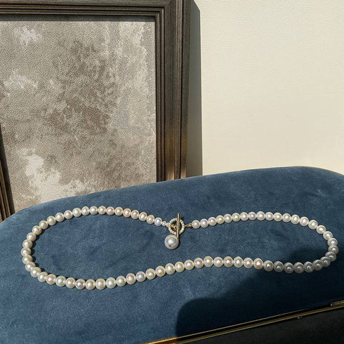 Crystallized Toggle Clasp Freshwater Pearl Strand - Zafari Studio Jewelry
